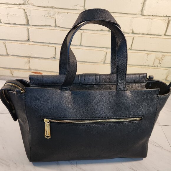 Steve Madden Black Leather Shoulder Bag Handbag Purse Xl - Picture 3 of 15